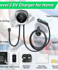 Tesla Level 2 50A EV Charger With NACS Connector Smart App Control Large Display RFID Access 25 Ft Cable 14 50 Plug