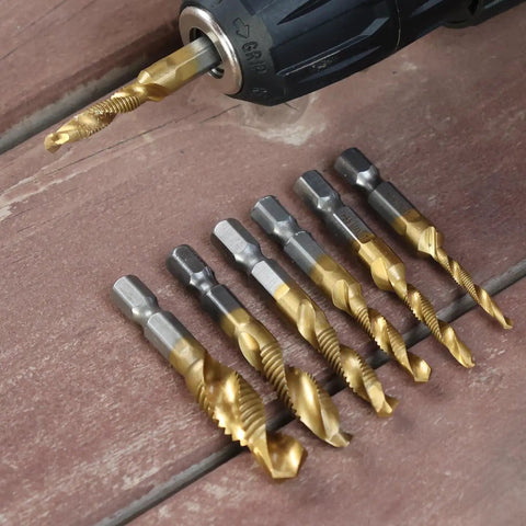 Heavy Duty HSS Countersink Drill Bit Set Titanium Coated 3 In 1 All In One Drill Tap Chamfer Kit With Hex Shank for metalworking