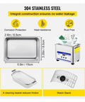 Image of a 304 stainless steel tray, measuring 5.9in x 2.6in x 3.35in, from Premium Ultrasonic Cleaner And Compact Dishwasher deploying 40Khz cavitation.