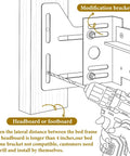 Diagram showing installation of Four Pack Heavy Duty Bed Frame Brackets Adapter Kit for headboard with drill