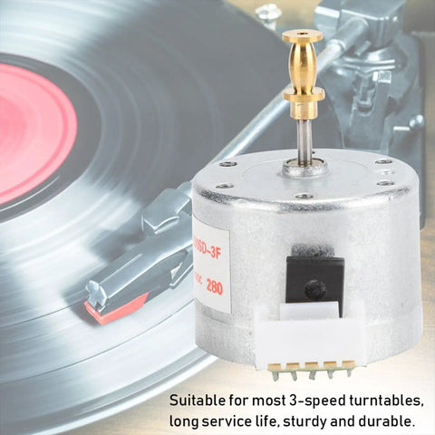 Heavy Duty Dc 12V Record Player Turntable Motor With 3 Speeds At 33 45 78Rpm CW Rotation, showing metal housing and mounting connection.