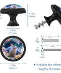 Four Pack Rabbit Flower Cabinet Knobs 1.37 Inch Round Drawer Pulls with size chart and screws included