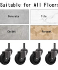 Top Tier Heavy Duty Stem Casters With Smooth Rolling 360 Swivel TPR Wheels and Snug Locking M6 M8 M10 Threads on multiple floor types.