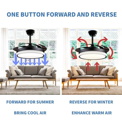 Retractable Ceiling Fan With Lights Remote Control, Fandelier Flush Mount 42 Inch Bladeless Ceiling Fan showing seasonal use.