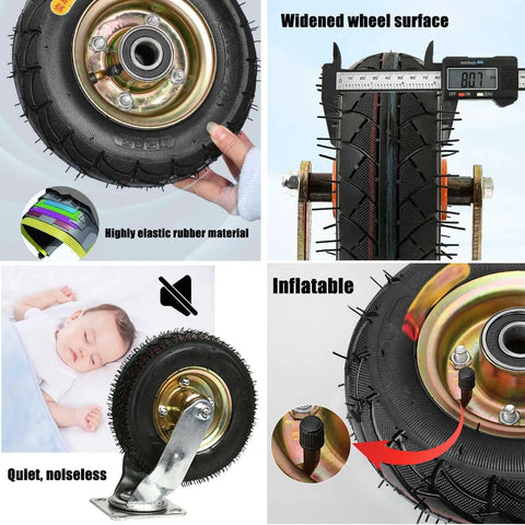 Heavy Duty Rubber Trolley Wheels Roll Real Smooth With Top Notch Ball Bearings Easy Glide Swivel with wide wheel surface.