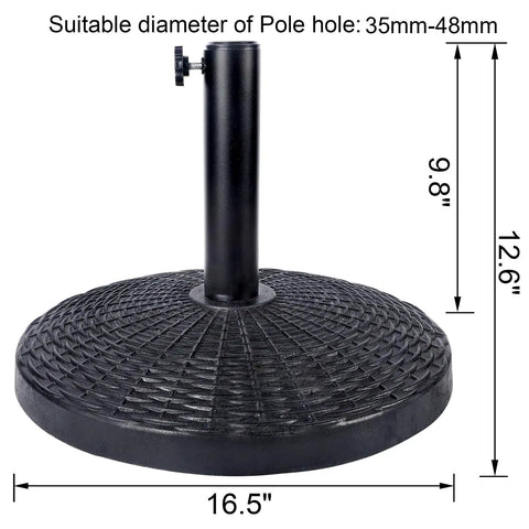 Beefy Heavy Duty 22 Lb Resin Patio Market Umbrella Base Stand, Waterproof And UV Resistant, Rustproof, 16.5 in round base
