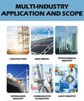 Multi-industry applications showcasing construction, new energy, petrochemical, shipbuilding, communications, and light industries.