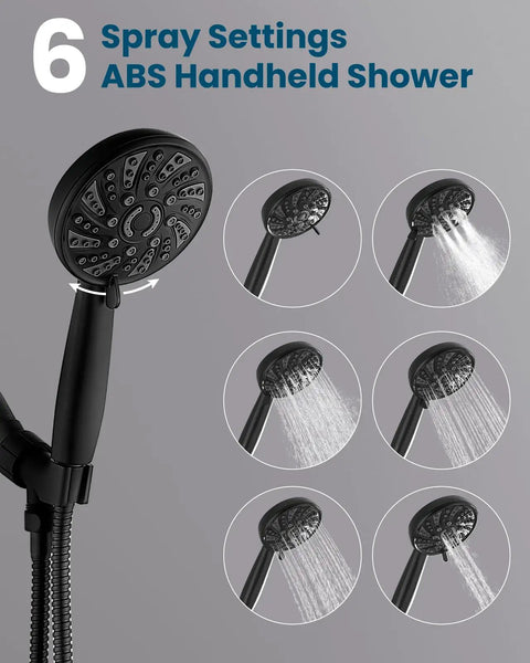 Slick Three Handle Tub Shower Faucet Set With Six Mode Handheld Sprayer And Matte Black Finish Straight Up Reliable Bathroom Renovation Kit With Built In Valve Included Top Tier Plumbing Upgrade