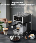 20 Bar Espresso Machine With Automatic Milk Frother For Cappuccino And Latte, Dual Boiler Coffee Maker, Stainless Steel