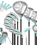 Women's 12 Piece Golf Club Set With 460cc Driver Four Woods Including Hybrid Seven Irons 5 PW SW Putter And Stand Bag