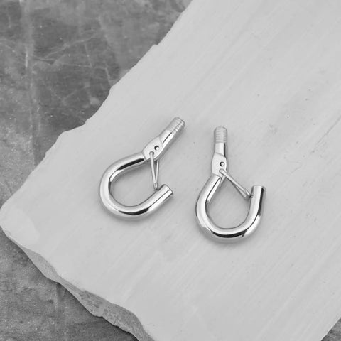 10 Pack M4 Screw Hanging Hook With Spring Buckle Eye Hook For Lights And Signs, DIY Go To Mounting Gear With Metric Internal Threads M4, 32mm Long, 18mm Wide, 4mm Thread Diameter, 10mm Hook Width, silver M4 metal hooks