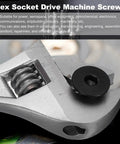 Heavy Duty Carbon Steel Flat Head Socket Cap Screws, 3/16-24 X 1-3/4 Inches, Black Oxide Finish, Grade 10.9 close-up with hex socket wrench.