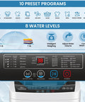 Control panel for Fully Loaded Portable Washer With Turbo Spin Cycle And Spacious Stainless Drum Built To Handle Twenty Pound Loads.