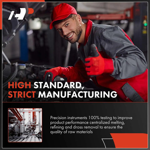 Mechanic in red gloves working on an engine, demonstrating strict manufacturing standards for quality control.