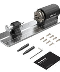 4th Axis Rotary Module With Beefy Harmonic Reducer 50 To 1 For 4030 Evo Ultra Series, components and manual displayed on white background