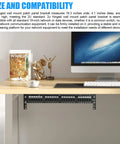 Straight Up Heavy Duty 2U Hinged Wall Mount Patch Panel Bracket Vertical Rack For 19 Inch Server Racks And Network Switches mounted under desk.