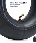 Heavy Duty Inner Tube Beefy Thick 4.10/4.00/3.50-6 With TR87 Bent Valve Stem, close-up of valve and tube texture
