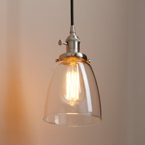 Clear glass pendant from Three Light Industrial Pendant Lighting With Clear Glass Pendants For Kitchen Island And Dining Room, Brushed Steel Finish