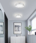 Crystal Flush Mount Ceiling Light 18W LED Dimmable Modern Fixture 11 Inch Diameter Three Color Temperatures 3000K 4000K 5000K 1980 Lumens