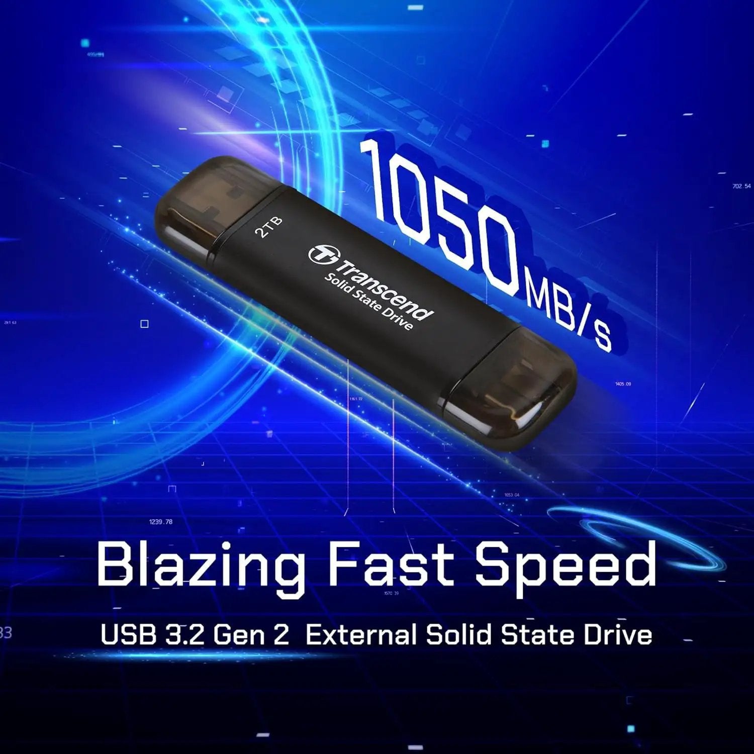Ultra Fast 256GB External SSD With Dual USB Type C ✓
