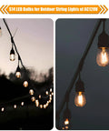 15 Pack Replacement LED Bulbs for Outdoor String Lights, 2W S14 Shatterproof Waterproof Bulbs, 2700K Soft White, E26 Base, AC120V
