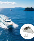 316 Stainless Steel Clam Cleat For Boats And Kayaks, Rugged Marine Grade Rope Cleat, Rust Resistant Cleat For Kayaks Or Sailboats, Built To Last In Harsh Wet Environments, shown with a yacht in the ocean