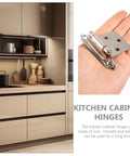 16 Piece Brushed Nickel Soft Closing Cabinet Hinges Damper 1.4mm Spring Hardware Set displayed in kitchen setting