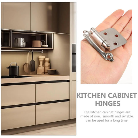 16 Piece Brushed Nickel Soft Closing Cabinet Hinges Damper 1.4mm Spring Hardware Set displayed in kitchen setting