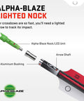 Lighted Pro Elite 400-20 Inch Carbon Crossbow Arrows Pack of 3 With Alpha Blaze Lighted Nock and HP Aluminum Bushing diagram