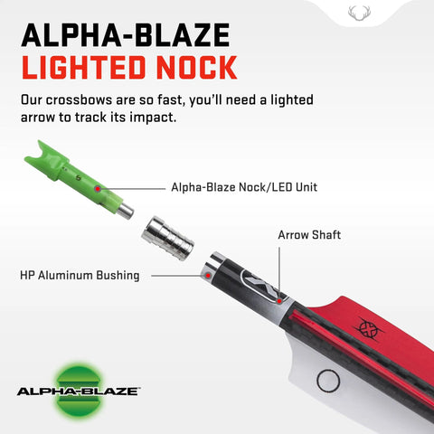 Lighted Pro Elite 400-20 Inch Carbon Crossbow Arrows Pack of 3 With Alpha Blaze Lighted Nock and HP Aluminum Bushing diagram