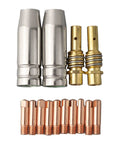 14 Piece MIG MAG Welding Torch Accessories Kit With M6 0.8mm Power Nozzles, Gas Nozzles, And Retaining Springs For MB14/15 shown