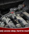 Eight Piece Three Eighths Inch Drive Socket Extension Set With Extra Long Bars, Socket Adapter, And Universal Joint in use
