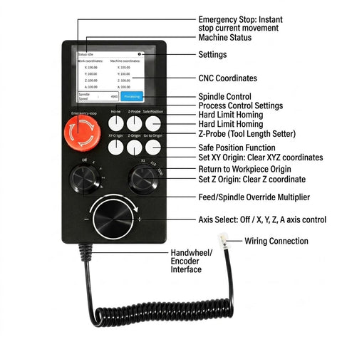 Beefy Cnc Handwheel Offline Controller With Lcd Screen and Manual Pulse Generator, showing interface and controls for CNC operation.