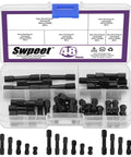 Six Sizes M3 Aluminum Hex Standoff Spacer Set, 48 Pieces With Eight 10mm 15mm 20mm 25mm 30mm 35mm Spacers, neatly stored in box