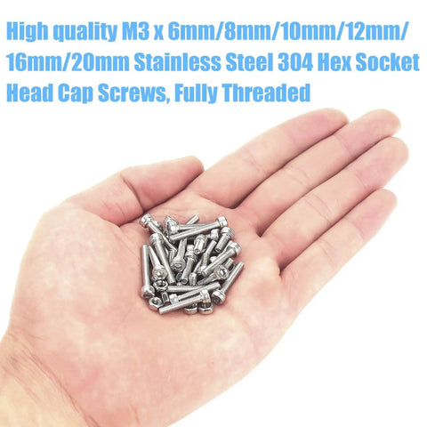 Hand holding Hex Socket Head Cap Bolts And Nuts Kit Stainless Steel 304 M3 set in various lengths for gadgets and robotics