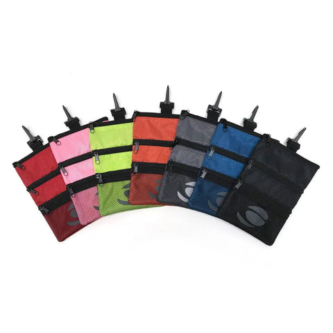 Detachable Accessory And Valuables Pouch For Golf Bags With Clip, Sage Grey, 3 Zip Pockets For Phone Keys Cards And Tees, Mesh Quick Access Pocket, Golf Bag Organizer For Men And Women On The Course in assorted colors
