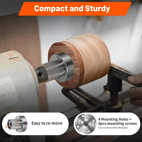 2 Inch Steel Wood Lathe Faceplate Fits 1 X 8 TPI Spindle With Screwchuck Four Mounting Holes 0.4 Inch Thick Heavy Duty Woodturning Accessory shown