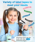 Child holding Retro Manual Embossing Label Maker Kit With 6 Color Tapes For Scrapbooks And Journals Old School Embosser