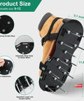 Heavy Duty Lawn Aerator Shoes With Spikes Easy Wear Hook And Loop Straps Preassembled Aeration Sandals, size chart.