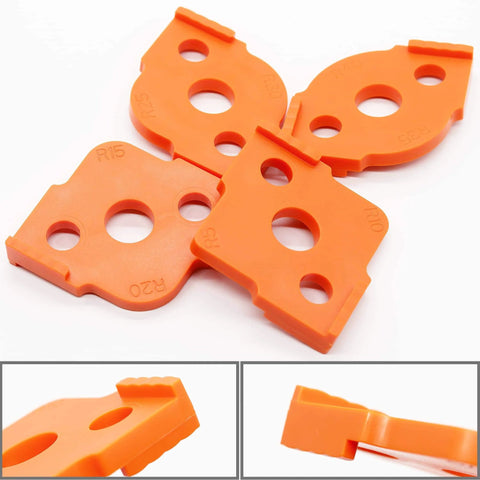 Corner Radius Router Templates Set With Eight Radius Options R5 R10 R15 R20 R25 R30 R35 R40 For Pro Grade Precise Woodworking ABSCNC High Hardness Glue Construction Routed Rounded Corners Templates Four Pack Set