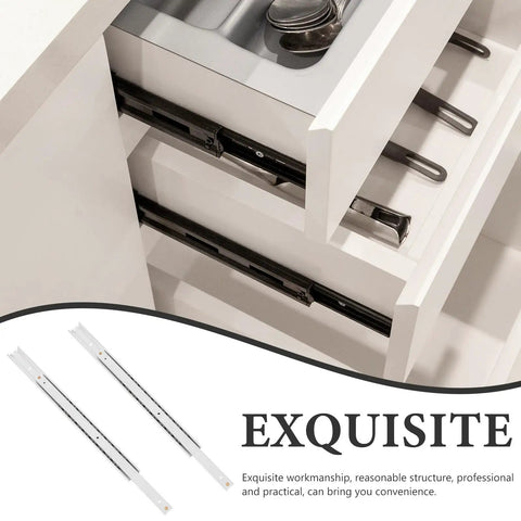 Image showing 16mm Wide Drawer Slides 200mm Push To Open Rails Side Mount Two-Section Track installed in kitchen cabinet.