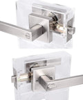 Privacy Square Satin Nickel Door Lever Sets 6 Pack Reversible For Left Or Right Handed Doors Keyless Entry Contemporary Square Style