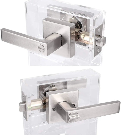 Privacy Square Satin Nickel Door Lever Sets 6 Pack Reversible For Left Or Right Handed Doors Keyless Entry Contemporary Square Style