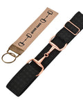 1.5 Inch Equestrian Elastic Belt For Women With Snaffle Bit Buckle Adjustable Horseback Riding Belt in black with keychain accessory