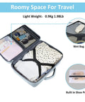 Carry On Travel Backpack 40L For Women Airline Approved underseat item open showing shoe compartment and wet pocket