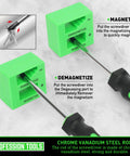 Magnetic Screwdriver Set In Green Case 43 Piece Master Kit with magnetizer demagnetizer tool and chromium vanadium steel