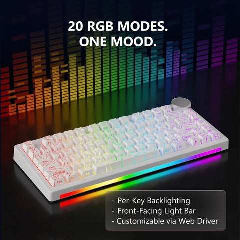 Ultra Durable 8Khz Magnetic Hall Effect Mechanical Gaming Board Featuring Clutch Rapid Trigger Keys And Snappy Seventy Five Percent Layout, RGB lighting.