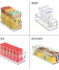 Stackable Plastic Food Storage Bins For Kitchen Pantry Cabinet Refrigerator And Freezer With Easy Grab Handles Drawer Organizer