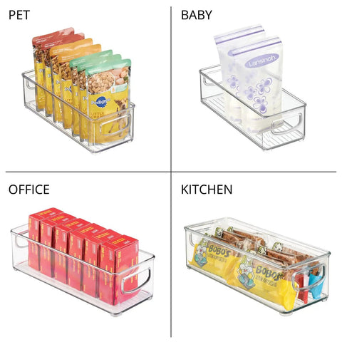 Stackable Plastic Food Storage Bins For Kitchen Pantry Cabinet Refrigerator And Freezer With Easy Grab Handles Drawer Organizer