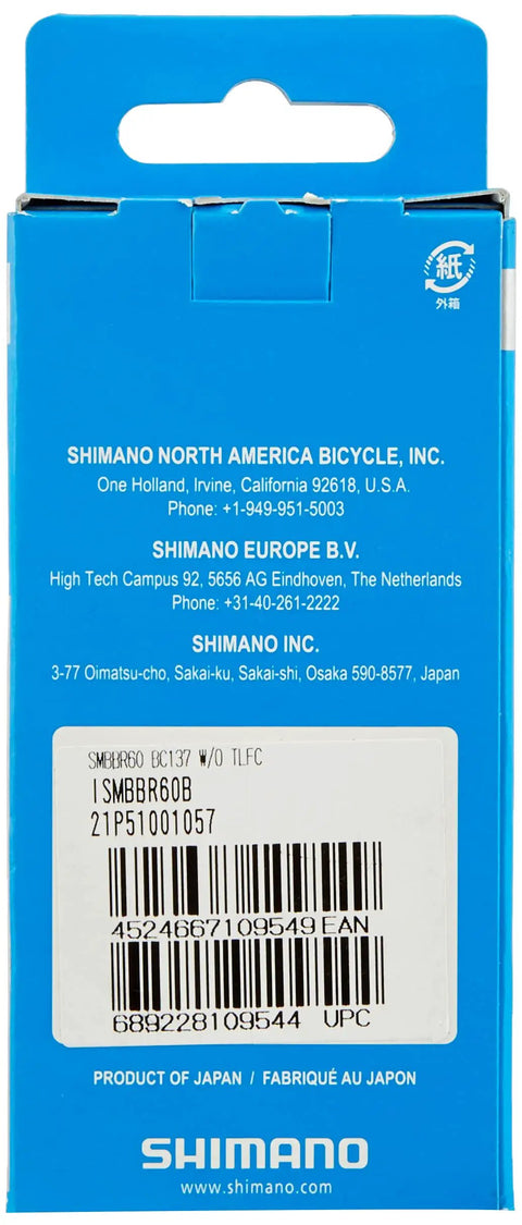 Blue packaging box of Smooth Hollowtech II Bottom Bracket For Ultegra 105 And CX70 Cranks, back view with barcode.